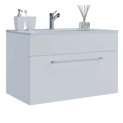 Wohnen Badezimmer Komplett*Bad-Waschplatz für die Wand in Weiß - Ipsum (zweiteilig)