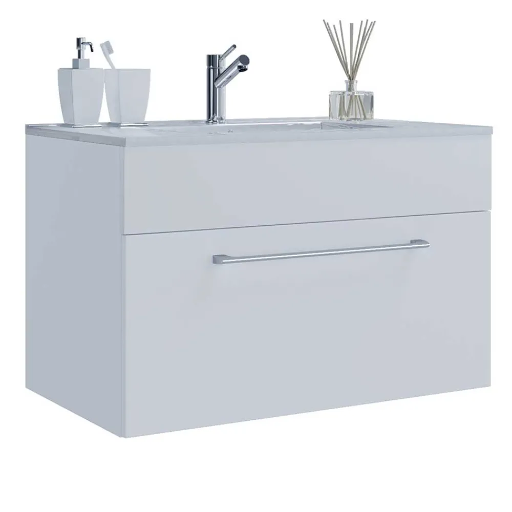 Wohnen Badezimmer Komplett*Bad-Waschplatz für die Wand in Weiß - Ipsum (zweiteilig)