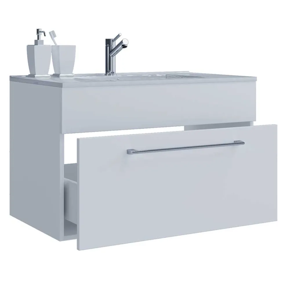 Wohnen Badezimmer Komplett*Bad-Waschplatz für die Wand in Weiß - Ipsum (zweiteilig)