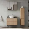 Wohnen Badezimmer Komplett*Bad-Waschplatz mit Midischrank Set - Leitha (dreiteilig)