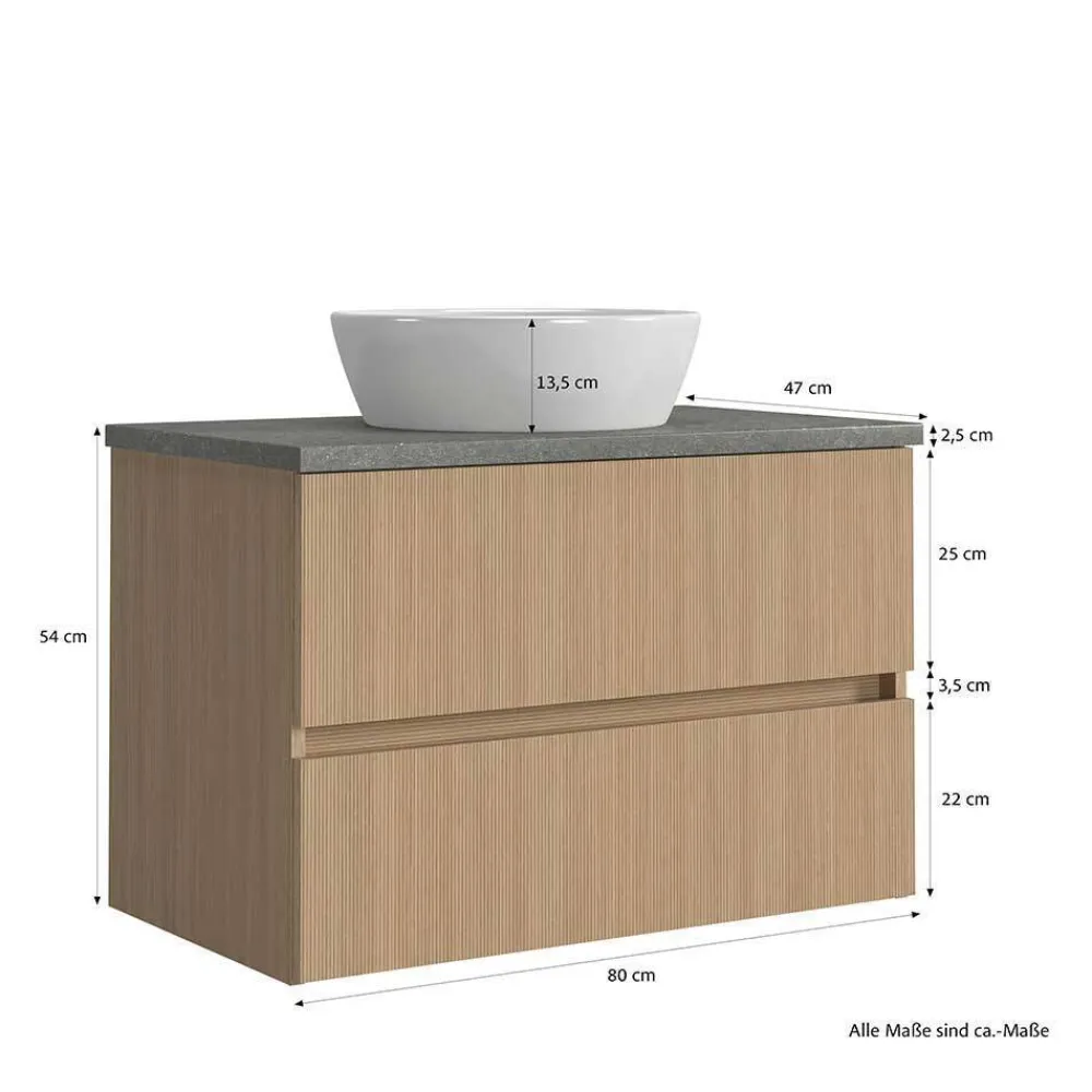 Wohnen Badezimmer Komplett*Bad-Waschplatz mit Midischrank Set - Leitha (dreiteilig)