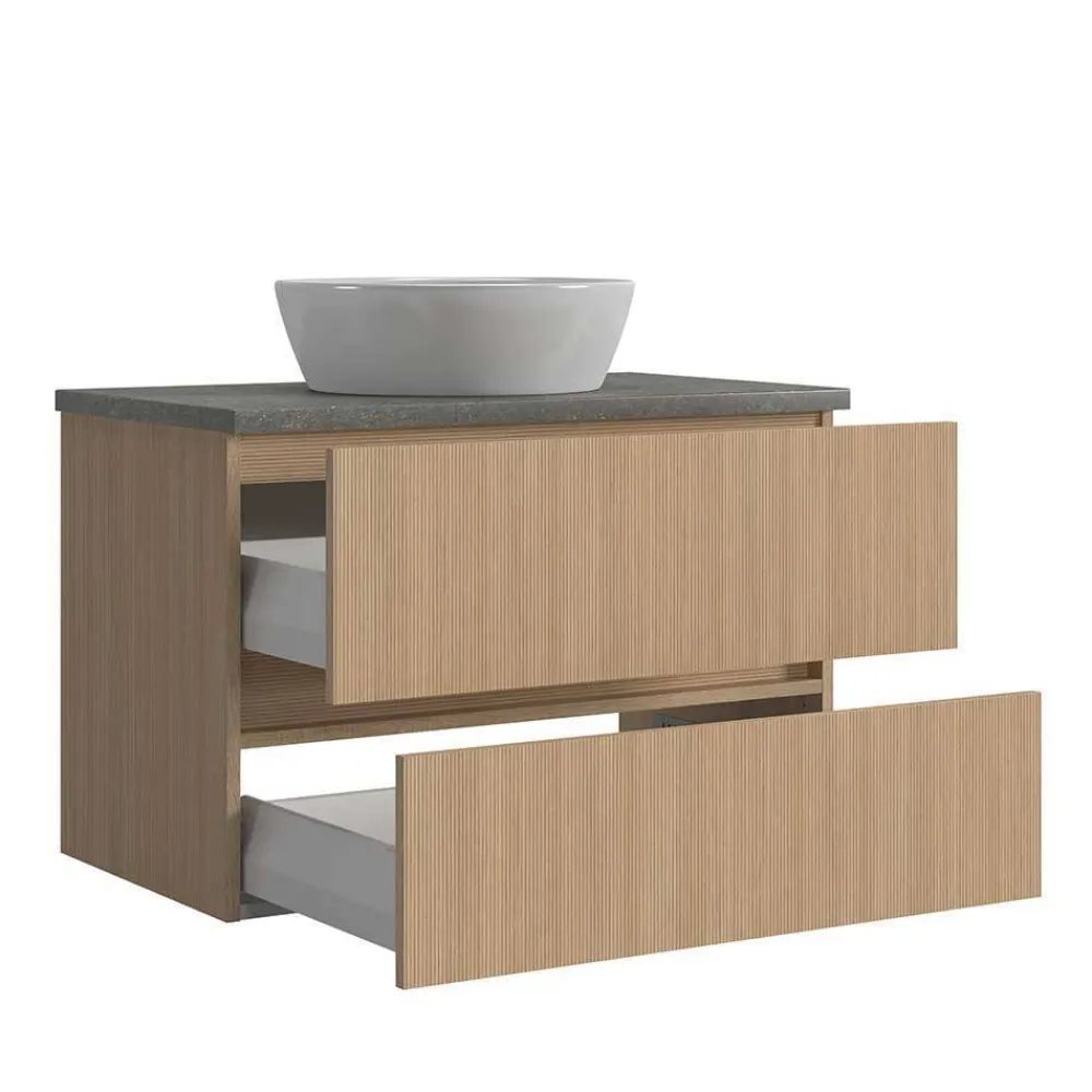 Wohnen Badezimmer Komplett*Bad-Waschplatz mit Midischrank Set - Leitha (dreiteilig)