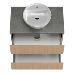 Wohnen Badezimmer Komplett*Bad-Waschplatz mit Midischrank Set - Leitha (dreiteilig)