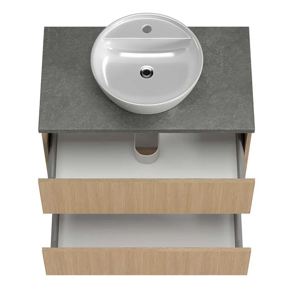 Wohnen Badezimmer Komplett*Bad-Waschplatz mit Midischrank Set - Leitha (dreiteilig)