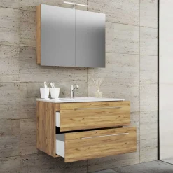 Wohnen Badezimmer Komplett*Bad-Waschtisch & Spiegelschrank modern - Karin (zweiteilig)