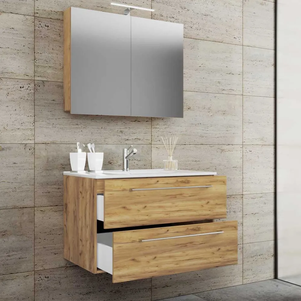 Wohnen Badezimmer Komplett*Bad-Waschtisch & Spiegelschrank modern - Karin (zweiteilig)