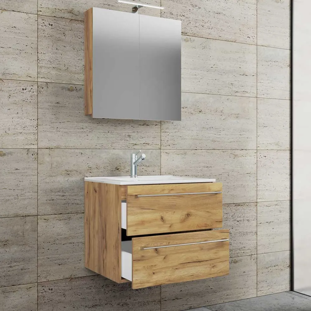 Wohnen Badezimmer Komplett*Bad-Waschtisch & Spiegelschrank modern - Karin (zweiteilig)