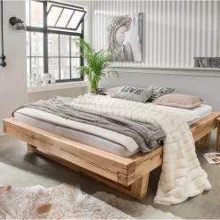 Wohnen Naturholzmöbel|Betten*Balkenbett aus Eichenholz mit Kufen - Piassona