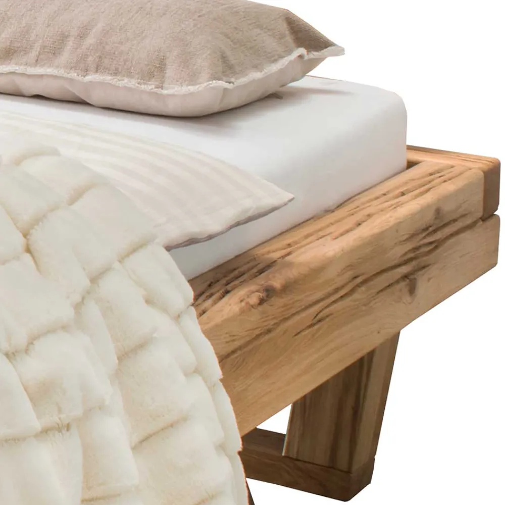 Wohnen Naturholzmöbel|Betten*Balkenbett aus Eichenholz mit Kufen - Piassona