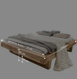 Wohnen Naturholzmöbel|Betten*Balkenbett aus Eichenholz mit Kufen - Piassona