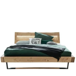 Wohnen Balkenbett aus Kiefer mit LED Beleuchtung - Enjta