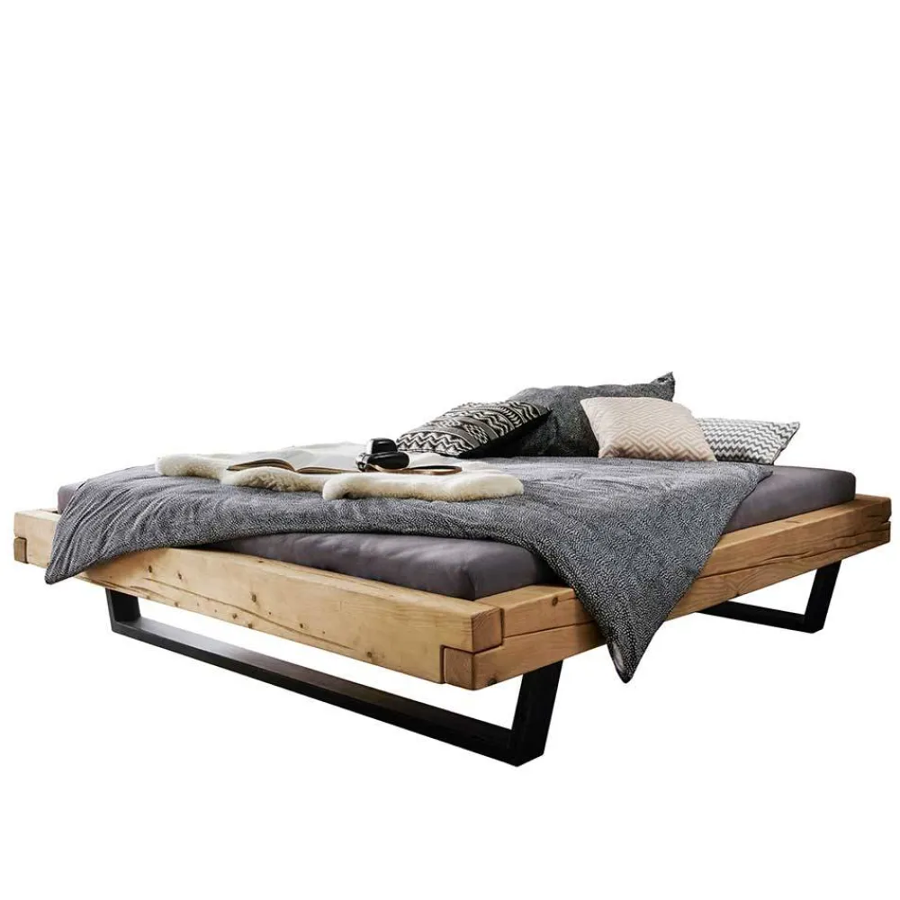 Wohnen Balkenbett ohne Kopfteil aus Fichte Massivholz - Lary