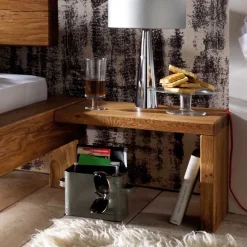 Wohnen Naturholzmöbel|Betten*Balken-Doppelbett mit Nachttischen im Set Housten aus Wildeiche massiv (dreiteilig)