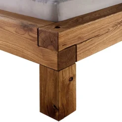 Wohnen Naturholzmöbel|Betten*Balken-Doppelbett mit Nachttischen im Set Housten aus Wildeiche massiv (dreiteilig)