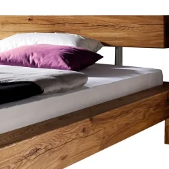 Wohnen Naturholzmöbel|Betten*Balken-Doppelbett mit Nachttischen im Set Housten aus Wildeiche massiv (dreiteilig)