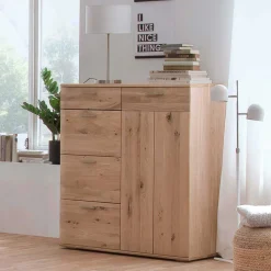 Wohnen Balkeneiche Kombikommode mit 4 Schubladen - Mabasa