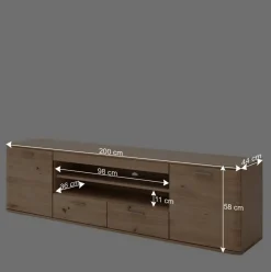 Wohnen Balkeneiche TV Element 200 cm breit - Mabasa