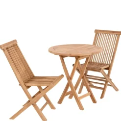 Wohnen Balkon Tischgruppe aus Teak Massivholz - Senvelita (dreiteilig)