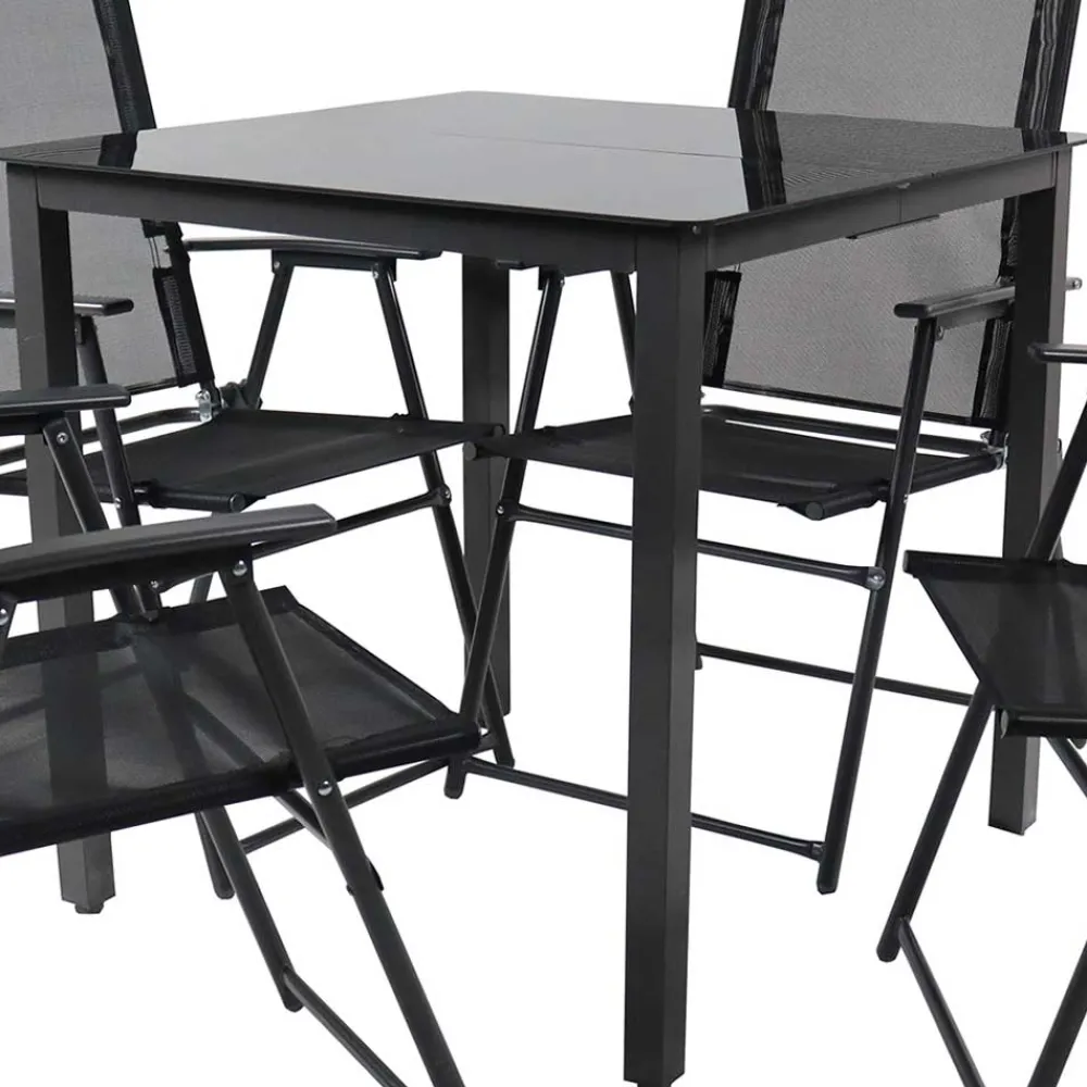 Wohnen Metall-Gartenmöbel|Sitzgruppe*Balkon-Tischgruppe für 4 Personen - Crimas (fünfteilig)