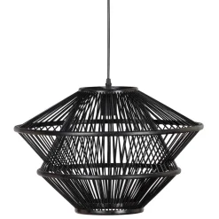 Wohnen Bambus Pendelleuchten in Schwarz - Josie (2er Set)