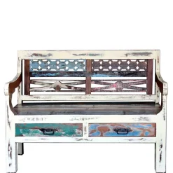 Wohnen Bank aus Altholz mit zwei Schubladen - Alisa