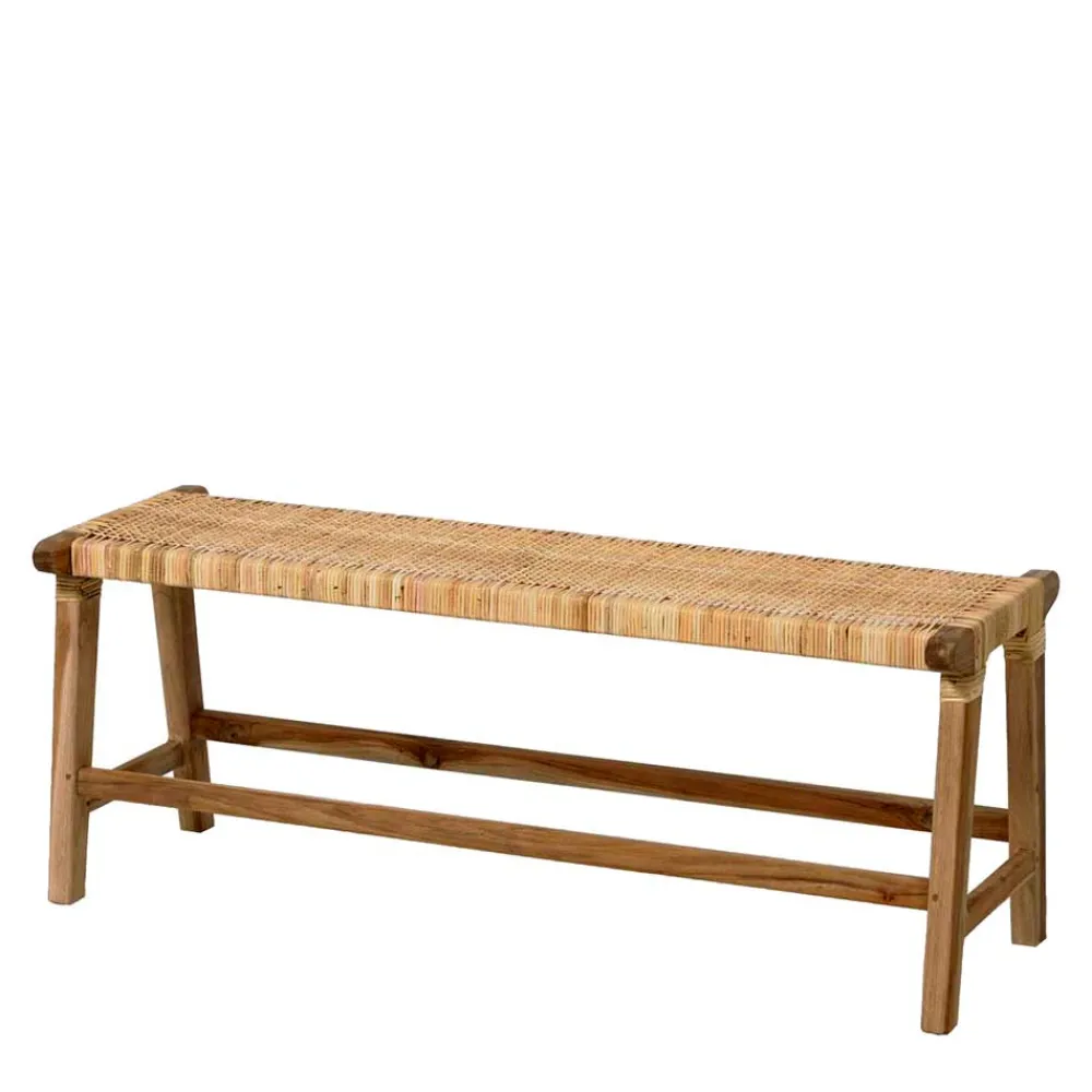 Wohnen Rattanmöbel|Küchenbänke*Bank aus Rattan Geflecht & Teak Holz - Thani
