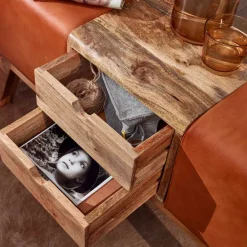 Wohnen Schuhschränke|Sitzbank*Bank in Turnbock Optik aus braunem Leder - Maestoso