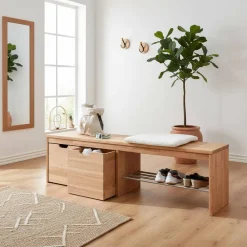 Wohnen Schuhschränke*Bank mit Schuhablage & Kisten aus Buche - Shimousa