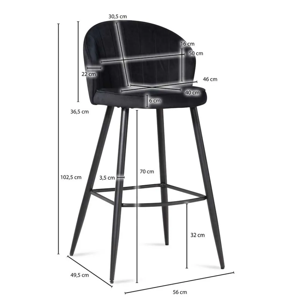 Wohnen Bar Polsterstuhl mit 70 cm Sitzhöhe - Tamdato (2er Set)