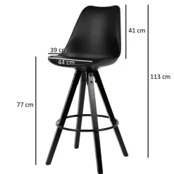 Wohnen Barhocker|Hocker*Bar Schalenstühle in Schwarz - Ilussiana (2er Set)