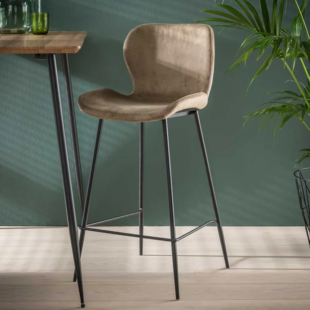 Wohnen Bar Stühle in Beige & Schwarz - Ivalin (4er Set)