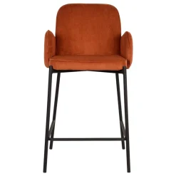 Wohnen Braune Möbel|Sessel & Hocker*Barhocker mit Armlehnen aus Cord Rost Braun - Benede (2er Set)