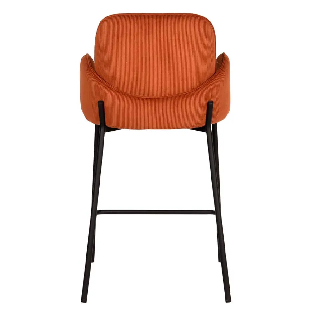 Wohnen Braune Möbel|Sessel & Hocker*Barhocker mit Armlehnen aus Cord Rost Braun - Benede (2er Set)