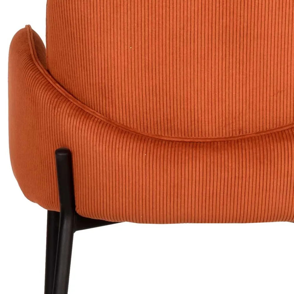 Wohnen Braune Möbel|Sessel & Hocker*Barhocker mit Armlehnen aus Cord Rost Braun - Benede (2er Set)