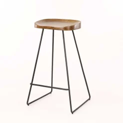 Wohnen Barhocker mit Holzsitzen aus Akazie - Invitus (4er Set)