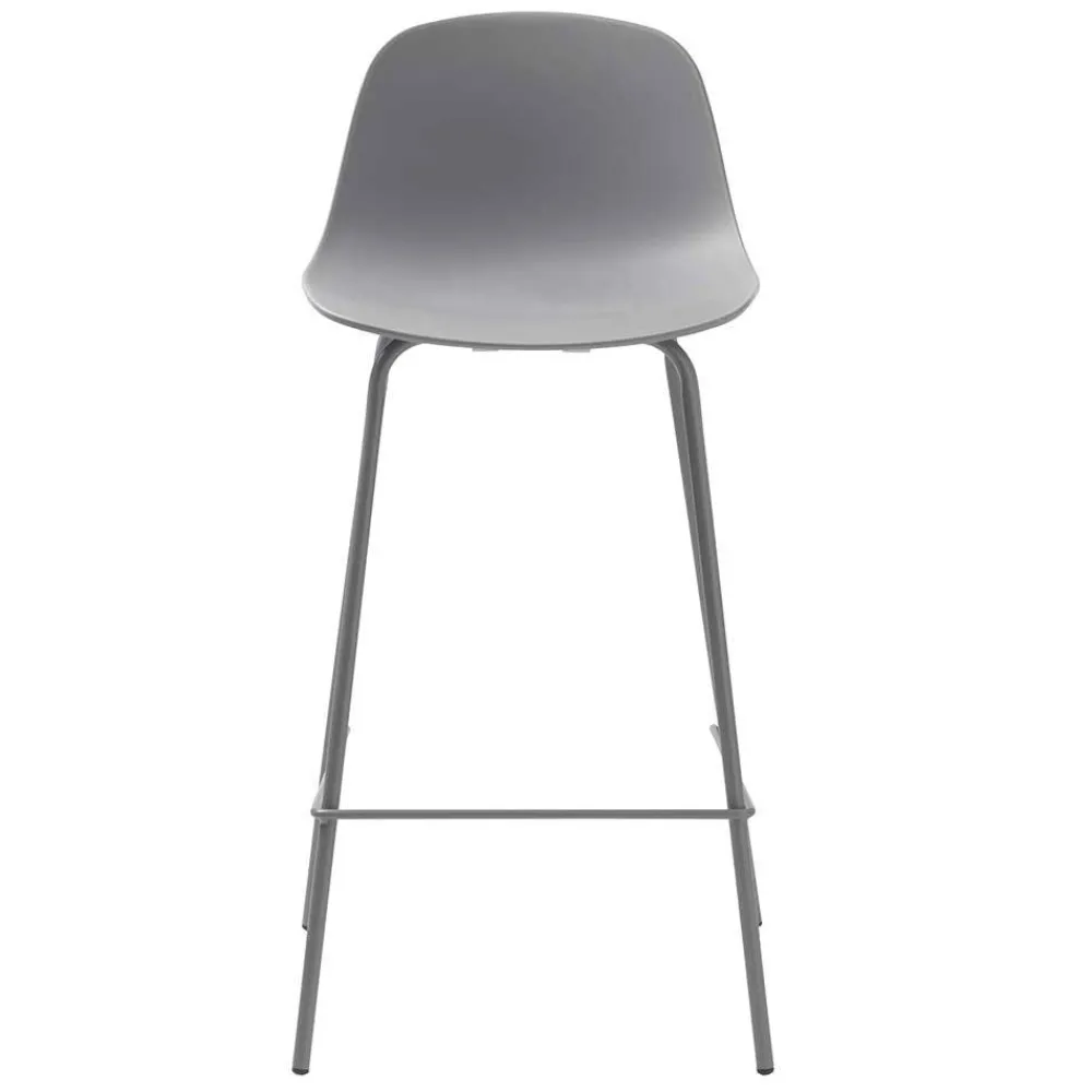 Wohnen Barhocker|Hocker*Barhocker mit Lehne in Grau - Marcala (2er Set)
