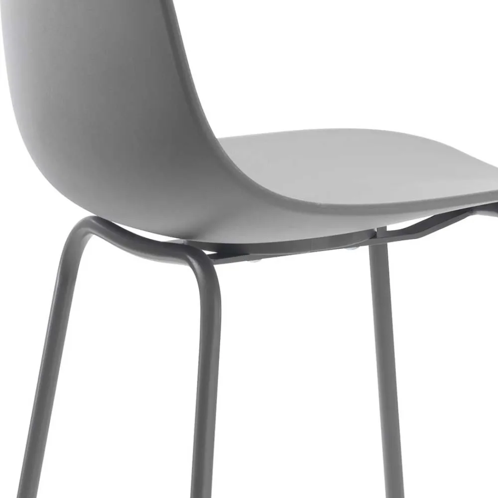 Wohnen Barhocker|Hocker*Barhocker mit Lehne in Grau - Marcala (2er Set)