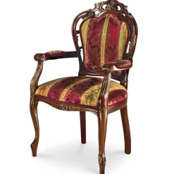 Wohnen Barock Armlehnstuhl in Rot Gold Magari mit floralem Muster