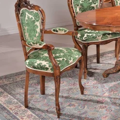 Wohnen Barock Möbel|Wohnzimmerstühle*Barock Armlehnstuhl Magari in Grün Beige Muster