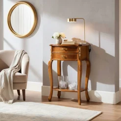 Wohnen Telefontische*Barock Beistelltisch mit 2 Schubladen Natale in Nussbaumfarben