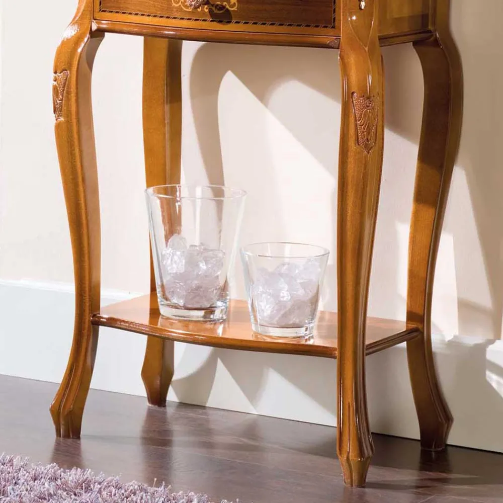 Wohnen Telefontische*Barock Beistelltisch mit 2 Schubladen Natale in Nussbaumfarben