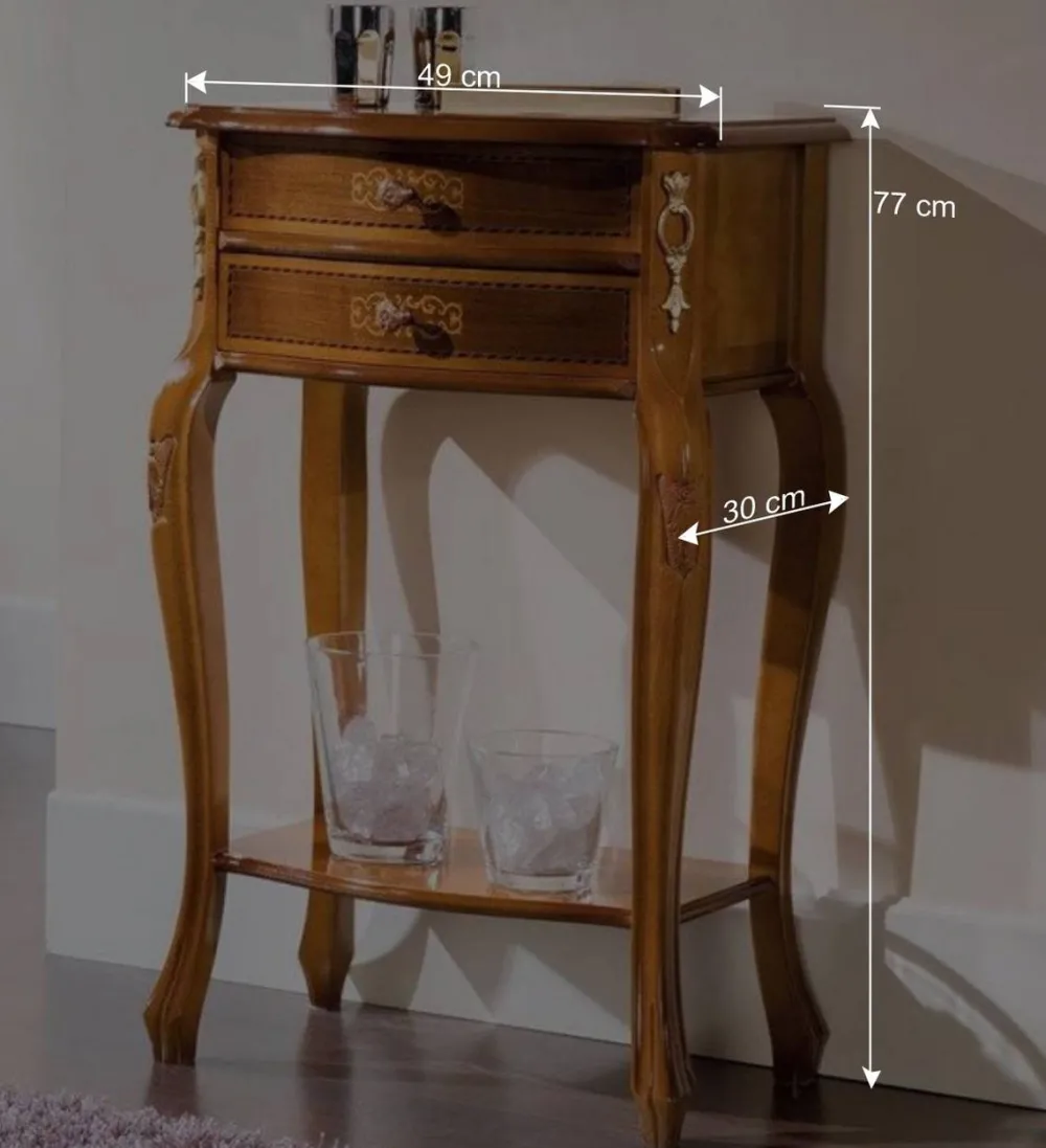 Wohnen Telefontische*Barock Beistelltisch mit 2 Schubladen Natale in Nussbaumfarben