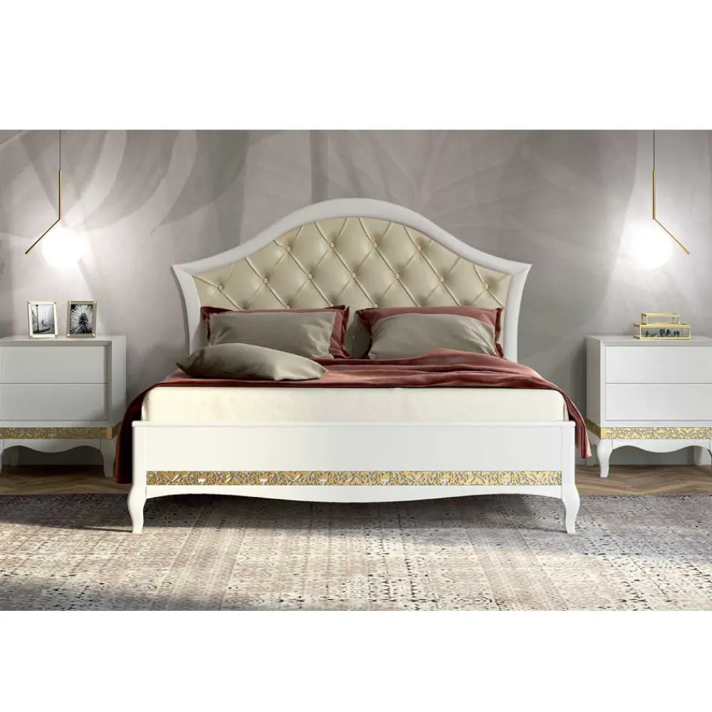 Wohnen Barock Design Bett & Nachtkommoden - Valganios (dreiteilig)