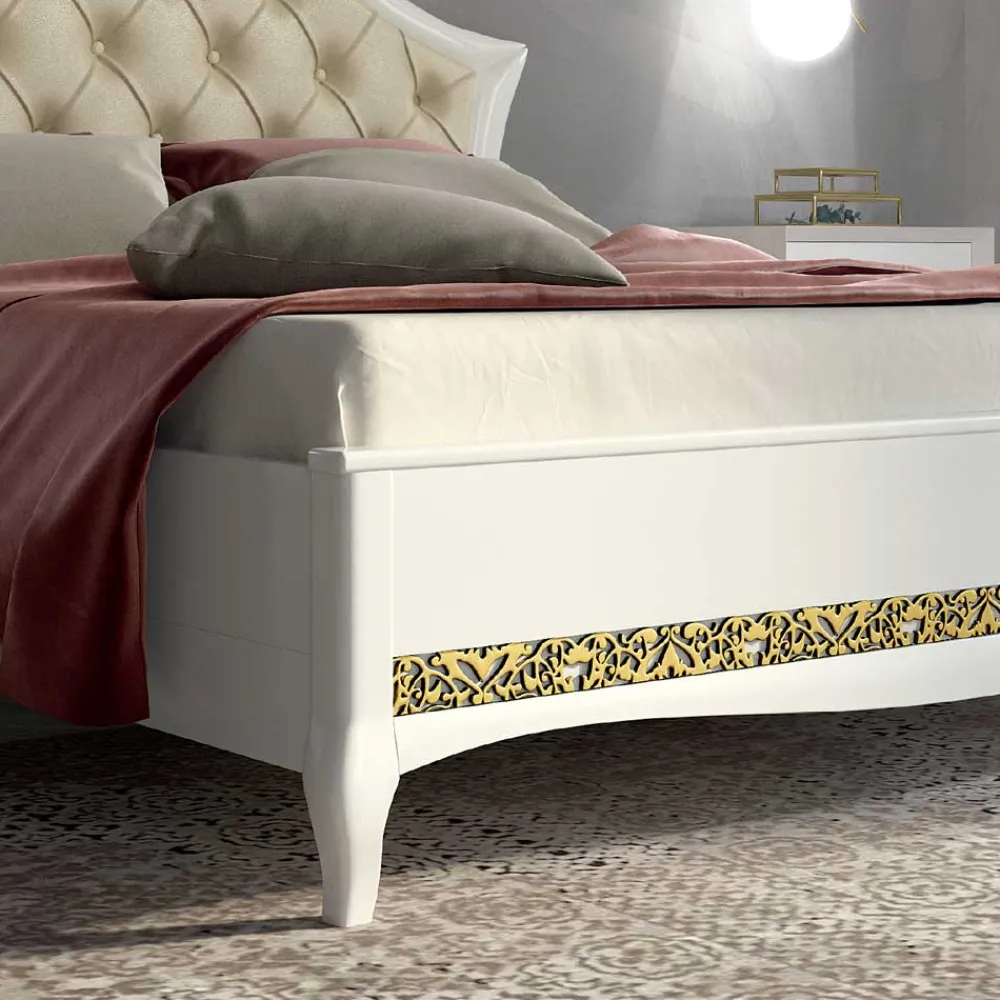 Wohnen Barock Design Bett & Nachtkommoden - Valganios (dreiteilig)