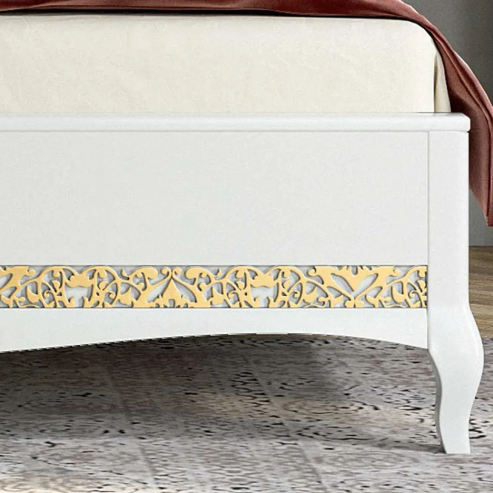 Wohnen Barock Design Bett & Nachtkommoden - Valganios (dreiteilig)