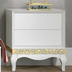 Wohnen Barock Design Bett & Nachtkommoden - Valganios (dreiteilig)