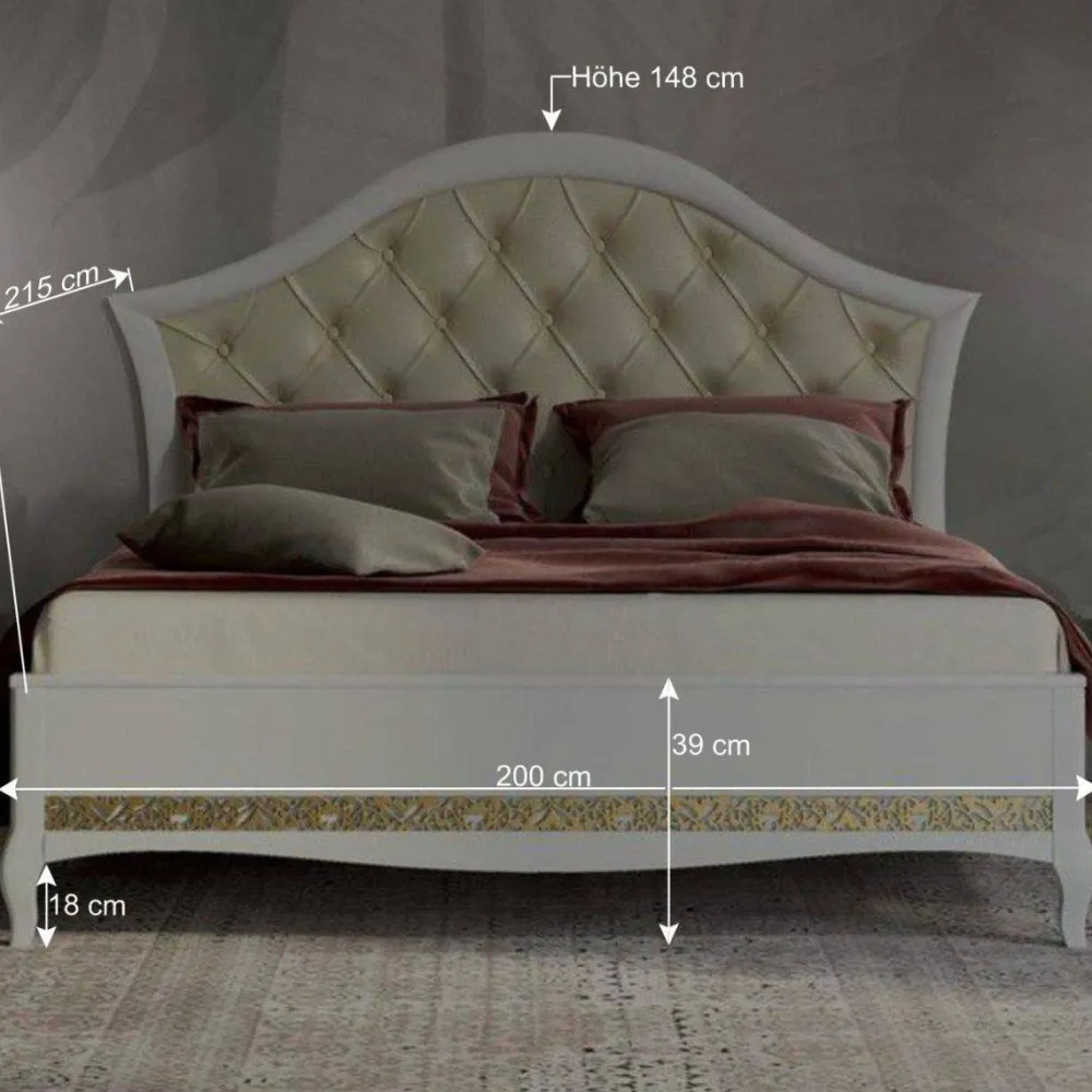 Wohnen Barock Design Bett & Nachtkommoden - Valganios (dreiteilig)