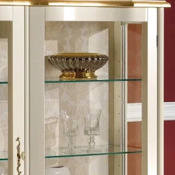 Wohnen Barock Design Vitrine in Weiß & Gold - Iviada