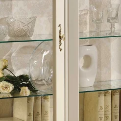 Wohnen Barock Design Vitrine in Weiß & Gold - Iviada