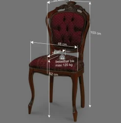 Wohnen Barock Essgruppe mit Tisch rund Magari & 4 Polsterstühlen Rot (fünfteilig)